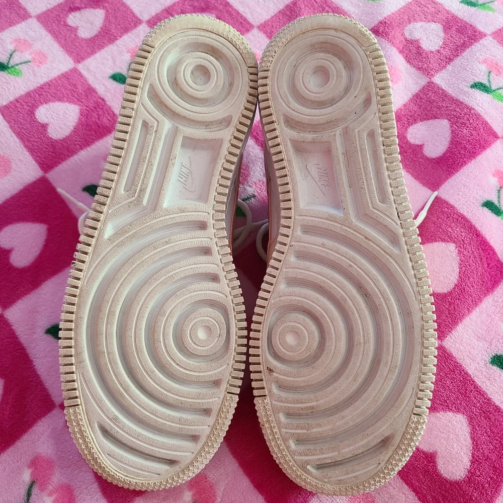 Peach and White Nike Air Force 1 Sneakers - Picture 7 of 9